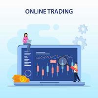 online trading concept. Forex trading strategy, Investing in Stocks. Flat vector template style Suitable for Web Landing Pages.