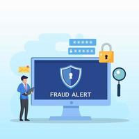 Vector concept of fraud alert, hacker attack and web security