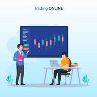 online trading concept. Forex trading strategy, Investing in Stocks. Flat vector template style Suitable for Web Landing Pages.