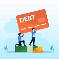 concepto de deuda de tarjeta de crédito, empresario frustrado que tiene problemas financieros, deudas y préstamos. vector