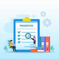 ilustración vectorial de prioridades. planificación y gestión del trabajo para aumentar su eficiencia. vector
