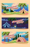 actividad de campamento de verano con pancarta panorámica vector