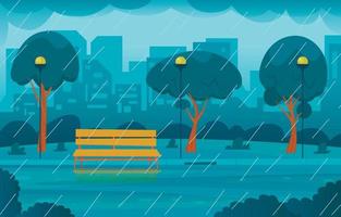 Raining Weather with City Background Panorama vector