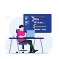 programador y desarrollo de ingeniería, codificación, desarrollo web, diseño de sitios web, vector plano de desarrollador