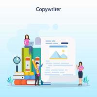 Copywriter web banner or landing page set. Idea of writing texts Flat vector