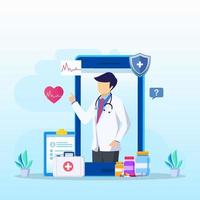 Online doctor vector illustration concept. Online medical consultation and support online