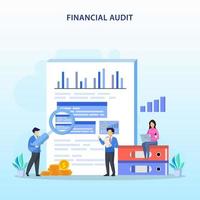 Financial audit concept. Managment calculation, financial accounting or audit tax service. vector illustration