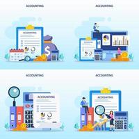 Accountant Flat vector illustration. Concept of the tax calculating and financial analysis.