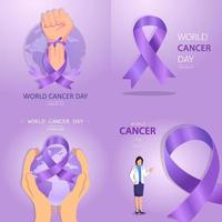 world cancer day concept. Flat vector template style Suitable for Web Landing Pages.