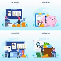 Accountant Flat vector illustration. Concept of the tax calculating and financial analysis.