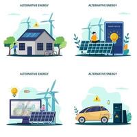 Alternative energy Vector illustration. Idea of ecology frinedly power, green city energy app