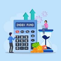 Index fund concept. business people analyzing a growth index fund graph vector illustration.