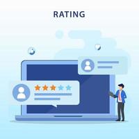 application rating concept, technology, Reviews stars with good and bad rate, customer satisfaction, social media, Flat vector