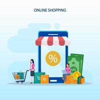 Online shopping concept Vector Illustration. Flat vector template