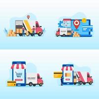 Online shopping delivery landing page website illustration flat vector template