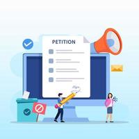 Petition form concept. People signing and spreading petition or complaint. flat vector