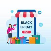 Black friday sale. Conceptual Design illustration, Flat vector template style Suitable for Web Landing Pages.