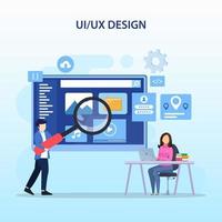 concepto de diseño ui ux, creando un diseño de aplicación, contenido y lugar de texto, ilustración vectorial vector