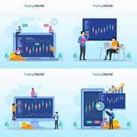 online trading concept. Forex trading strategy, Investing in Stocks. Flat vector template style Suitable for Web Landing Pages.