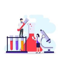 Research laboratory concept. scientists working at medicine laboratorium. Flat vector template.