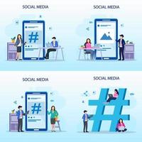 Social Media Network and Influencer Vector Illustration Concept , Flat vector template style Suitable for Web Landing Pages.