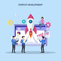 Startup launch concept. Development process, Innovation product, creative idea. vector