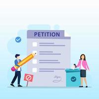 Petition form concept. People signing and spreading petition or complaint. flat vector