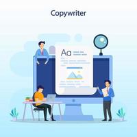 Copywriter web banner or landing page set. Idea of writing texts Flat vector