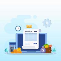 Online digital invoices concept vector. Sending and Receiving Payment using Electronic Invoice. vector