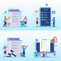 Petition form concept. People signing and spreading petition or complaint. flat vector