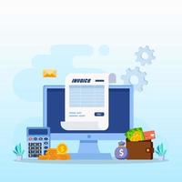 Online digital invoices concept vector. Sending and Receiving Payment using Electronic Invoice. vector