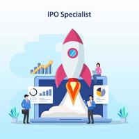 IPO Initial Public Offering Concept. Stock Market Shares Vector Illustration.