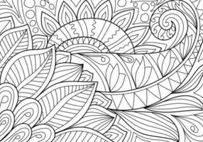 Ornamental henna style coloring book page illustration for adults
