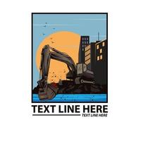 excavator and city building vector