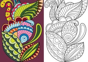 Decorative bohemian henna design style coloring book  illustration for adults