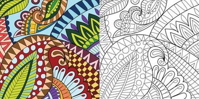 Decorative bohemian henna design style coloring book  illustration for adults