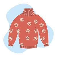 Vector illustration of warm winter and autumn woolen sweater.