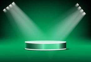 Green premium podium circle shapes with spotlight on the stage background. vector