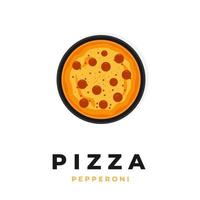 Vector illustration of pepperoni pizza on a black pan