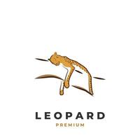 Logo illustration of a leopard sleeping peacefully on a tree vector