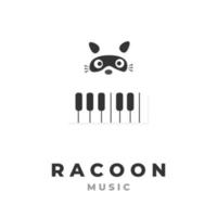 Racoon music vector illustration logo