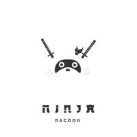 ilustración del logotipo del mapache ninja vector
