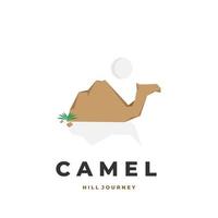 Camel hill illustration logo with moon vector