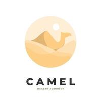 Camel and desert mountain logo vector