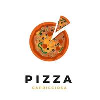 a slice capricciosa pizza vector illustration