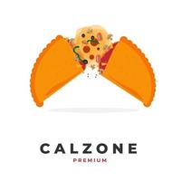 Vector illustration of pizza calzone with melted filling