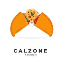 Vector illustration of pizza calzone with melted filling