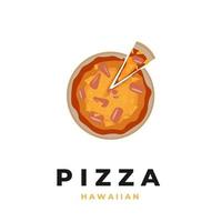 Slice hawaiian pizza logo illustration vector