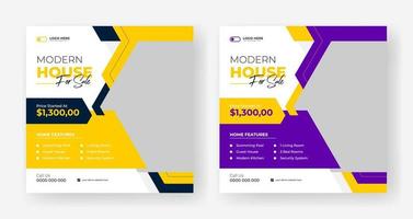 Modern real estate social media post template design vector