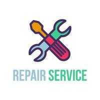 Repair service lettering flat vector logo design